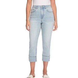 NWT Frye High-Rise Crop Jeans Cuffed Hem Light Blue (Stevie Wash) 10/30